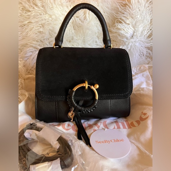 SEE BY CHLOE Joan Ladylike leather top handle shoulder + Dust bag - BLACK NWT - Picture 16 of 16